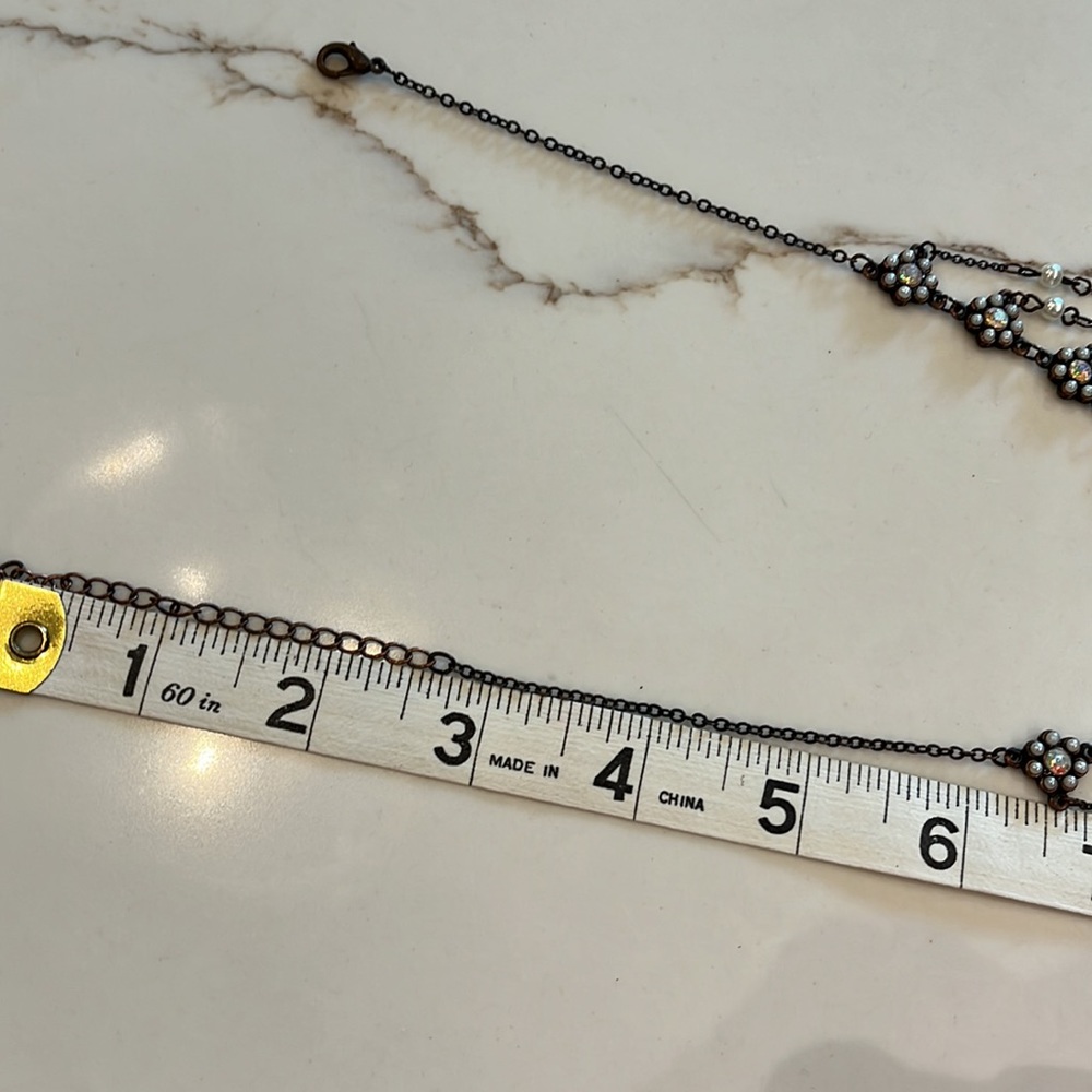 Cute necklace. See photo for length. Tiny faux pearls with rhinestone centers. - Picture 6 of 6